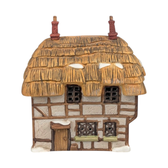 Vintage 1985 Dept 56 Dickens Village Thatched Roof Cottage Lighted House With Box & Cord, D56 Christmas Collectible English Decor