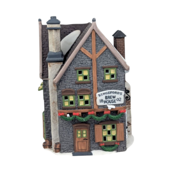 Vintage 1993 Dept 56 Dickens Village Kingsford's Brew House #5811-4 Lighted Porcelain House With Box, D56 Christmas Pub Decor