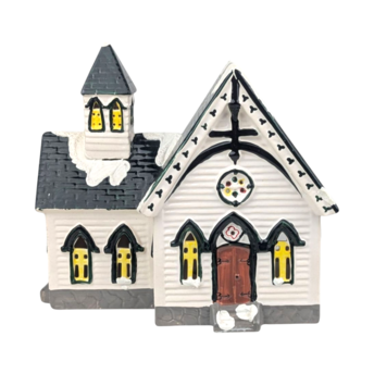 Vintage 1988 Dept 56 Snow Village Church of the Open Door Lighted Building With Box & Cord, D56 Christmas Collectible