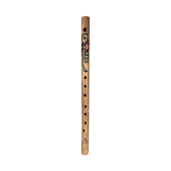Vintage Handmade Carved Inca Quena Flute, 17 Inch, Andean Wooden Musical Instrument, Peruvian Folk Art Design