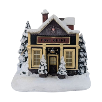 2003 Hawthorne Village Post Office. Terry Redlin, Lighted Christmas Building, Collectible Winter Scene, Miniature House