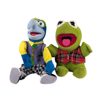 Vintage 1980s Muppet Babies Plush Toy Set, Jim Henson's Baby Gonzo and Baby Kermit the Frog Stuffed Animals, 80s Cartoon Collector Gift