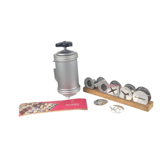 Vintage Mirro Aluminum Cooky and Pastry Press Set with 11 Discs and 3 Tips, Mid-Century Spritz Cookie Maker in Original Box