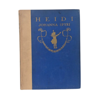 Antique 1919 Heidi Book by Johanna Spyri, Lippincott Edition with Maria L Kirk Illustrations, Vintage Blue Hardcover Childrens Classic