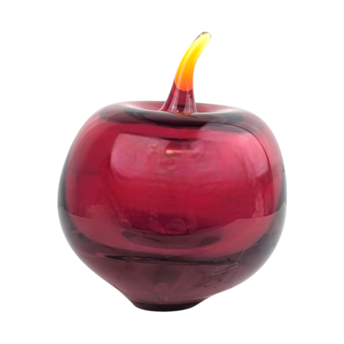 Vintage Swedish Art Glass Apple Paperweight, Red Hand Blown Glass Fruit by Konst Glass, Mid Century Modern Desk Decor, Teacher Appreciation