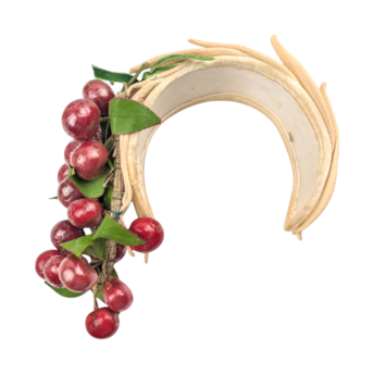 Vintage Cherry Adorned Headband Hat - Unique Fruit Embellished Hair Accessory - Summer Garden Style