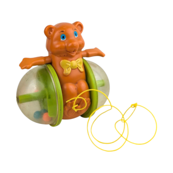 Vintage 1979 Fisher Price Bob Along Bear Pull Toy, Classic 70s Nursery Decor, Toddler Push Roller Toy, Nostalgic Gift