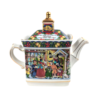 Sadler Christmas Carol Teapot, Vintage English Porcelain, Dickensian Carolers Holiday Tableware, Collectible Christmas in London Tea Pot