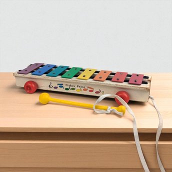 1970s Fisher Price Xylophone, Vintage Pull Toy, Wood Musical Toy, Rainbow Glockenspiel, Classic 70s Kids Toy, Nursery Room Decor