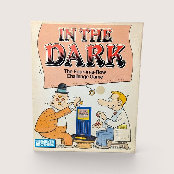 Vintage 1989 In The Dark marble game box by Parker Brothers featuring illustrated cartoon characters.
