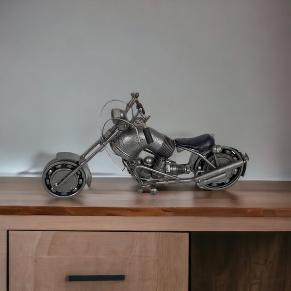 Vintage Recycled Metal Motorcycle Sculpture