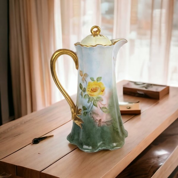 Vintage Ceramic Floral Chocolate Pot with Lid