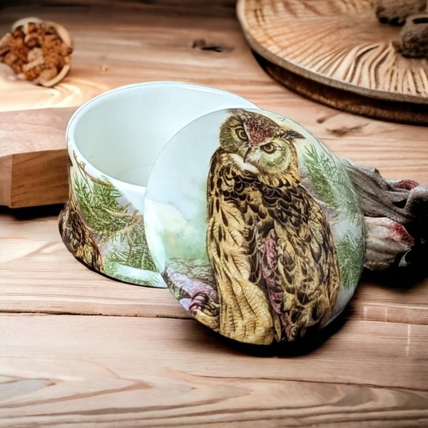 Newhall Staffordshire Bone China Owl Trinket Box