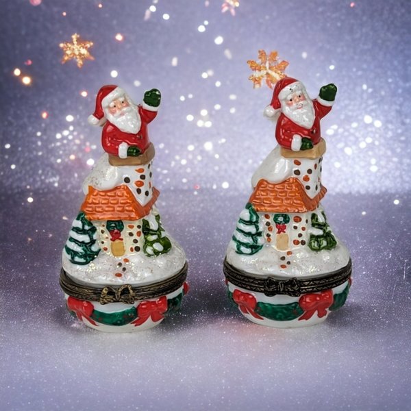 Vintage Santa Ceramic Trinket Boxes 