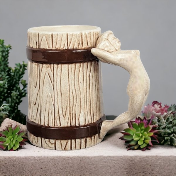 Vintage Ceramic Mug with Female Form Handle