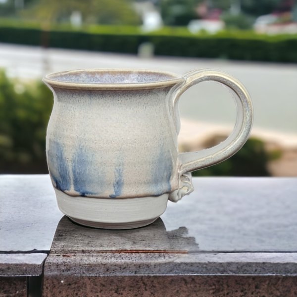 Handmade Pottery Mug | Signed Pottery Mug | Gray and Blue Mug | Ceramic Coffee Mug | Tea Mug | Unique Gift