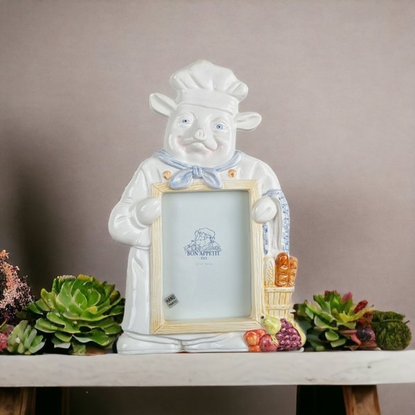 Charming 1996 Figi Pig Chef 3.5 x 5" Picture Frame