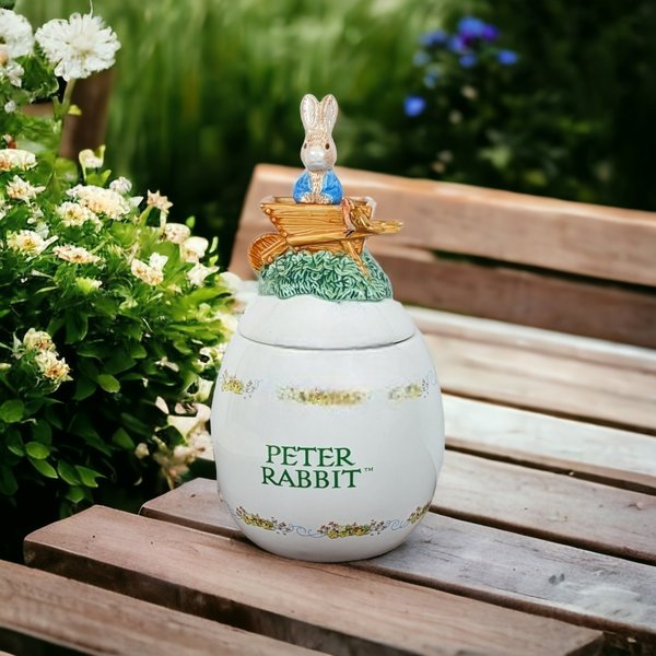 2003 FTD Peter Rabbit Covered Egg Shaped Planter - Charming Collectible