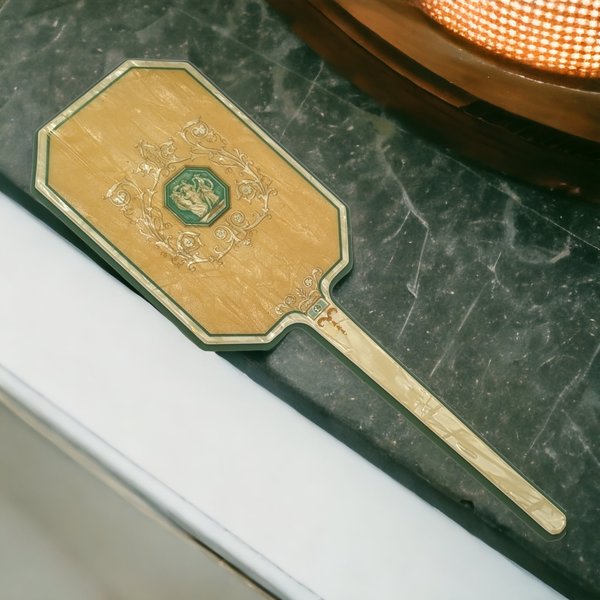 1930s Lucite Dupont Beveled Hand Mirror - Art Deco Elegance