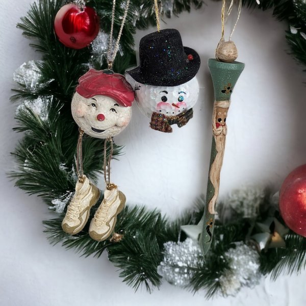 Set of 3 Golfball Ornaments