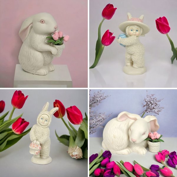 Charming Vintage Dept 56 Snowbunnies Figurine - Select Your Timeless Delight!