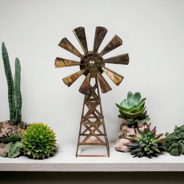 Vintage Metal Windmill Music Box