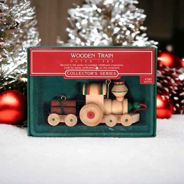 1985 Hallmark Wooden Train Ornament: Vintage Holiday Express