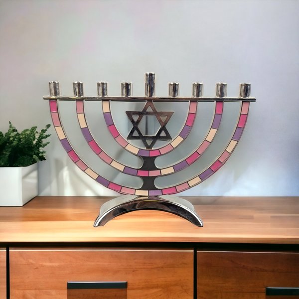 Illuminate Your Hanukkah with a Colorful Metal Menorah