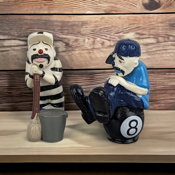 Vintage Lil Homies Psycho 8 Ball and Stripe Clown Figurines - Collectible Street Culture Art