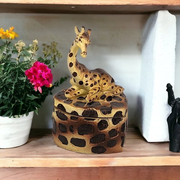 Vintage Resin Giraffe Trinket Box - Exotic Decorative Storage Container