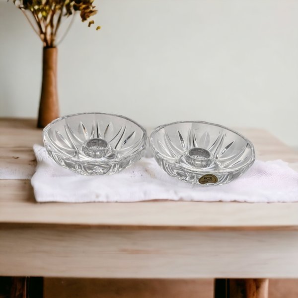 Pair of Royal Crystal Rock Tapered Candle Holders - Elegant Table Centerpieces