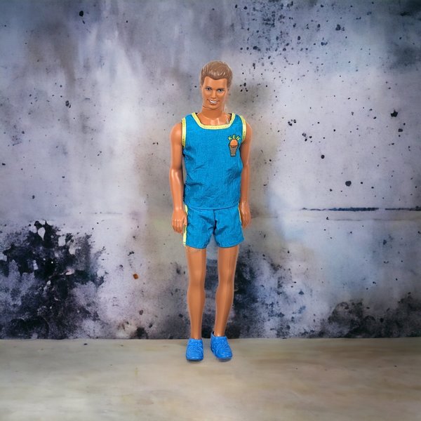 Vintage Ken Doll - Brown Hair, Blue Eyes, Turquoise Short Set (MISSING SHOES)