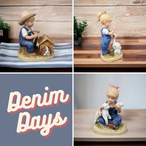 1980s Homco Denim Days Ceramic Figurine: Your Choice of Nostalgic Collectibles