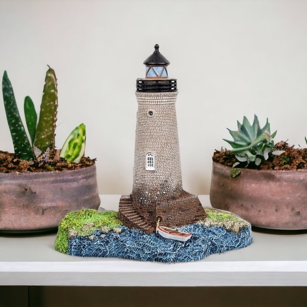 1998 Harbour Lights Cockspur Island Lighthouse Figurine | 5 3/4" Tall | Hand-Painted | With Box | Nautical Decor