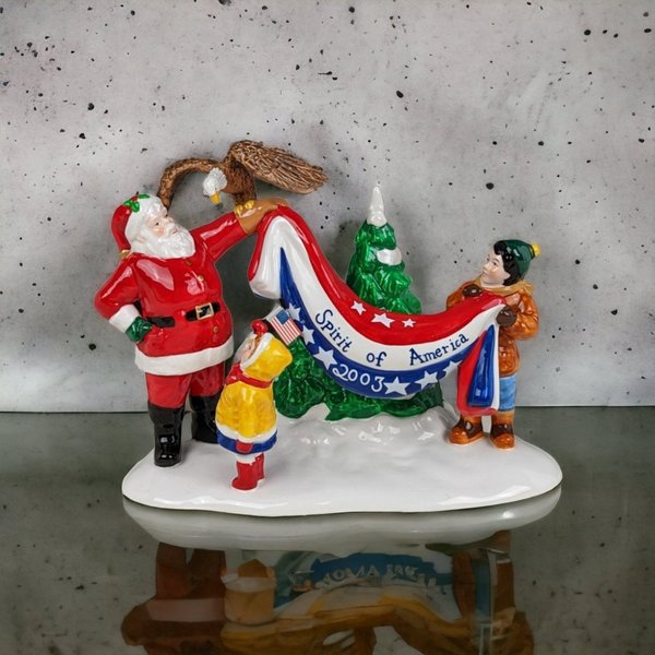 Dept. 56 2003 "Santa Comes to Town" Figurine | Christmas Village | Patriotic Santa with Eagle | Excellent Condition with Box