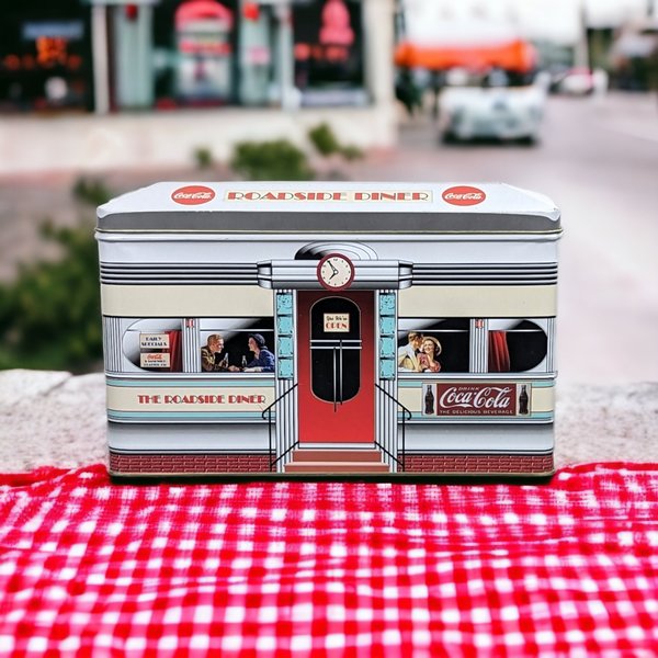 Coca-Cola Roadside Diner Advertisement Tin Box: Vintage Collectible