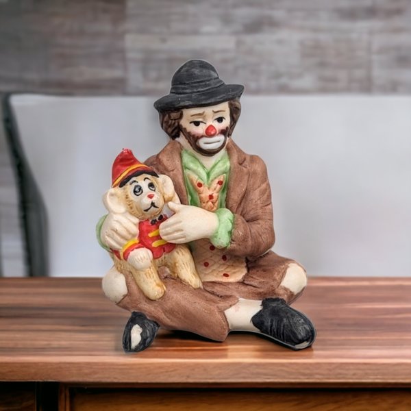Vintage Emmett Kelly Jr. Clown with Monkey Collectible Figurine