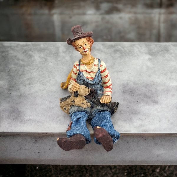 Vintage Clown and His Loyal Dog Small Shelf Sitter Decor