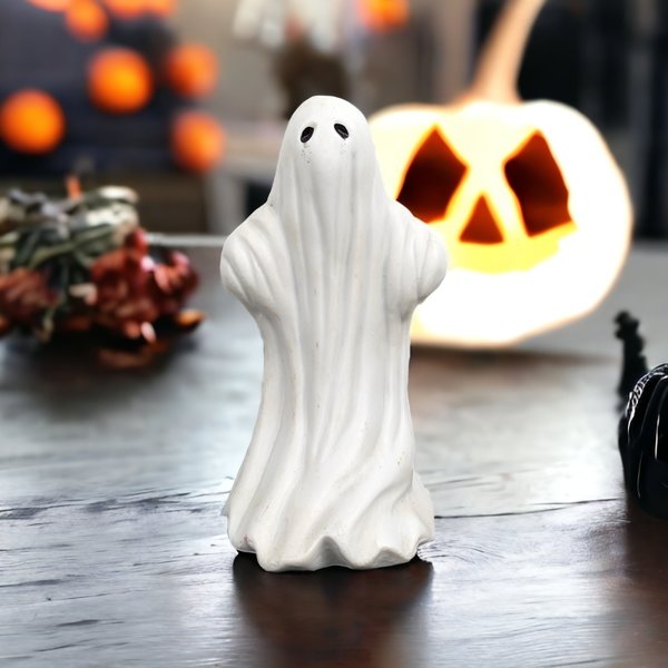 Vintage PR Ceramic Halloween Ghost Figurine: Spooky Elegance for Your Decor