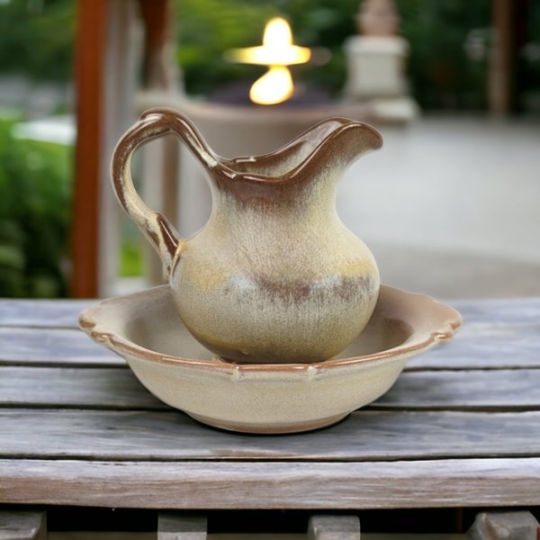 Frankoma 40A and 40B Pitcher/ Bowl Set - Rustic Beauty for Your Home