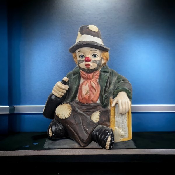 Vintage Hobo Clown Ceramic Music Box