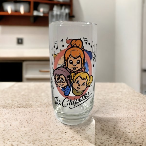 1985 Alvin and the Chipmunk Chippettes Drinking Glass