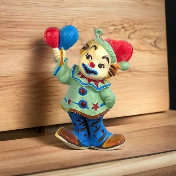 Vintage Cute Clown Ceramic Ornament: Whimsical Collectible