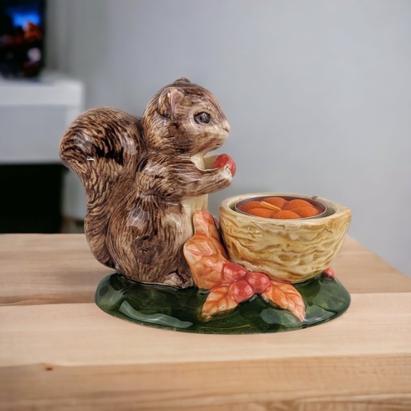 Vintage Ceramic Squirrel Tea Light Candle Holder | Woodland Animal Decor | Fall Home Decor |  Nature Inspired Gift