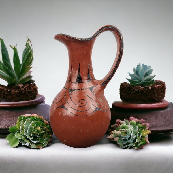 Vintage Native American Handmade Pottery Pitcher/Vase - Cultural Artistry and Heritage