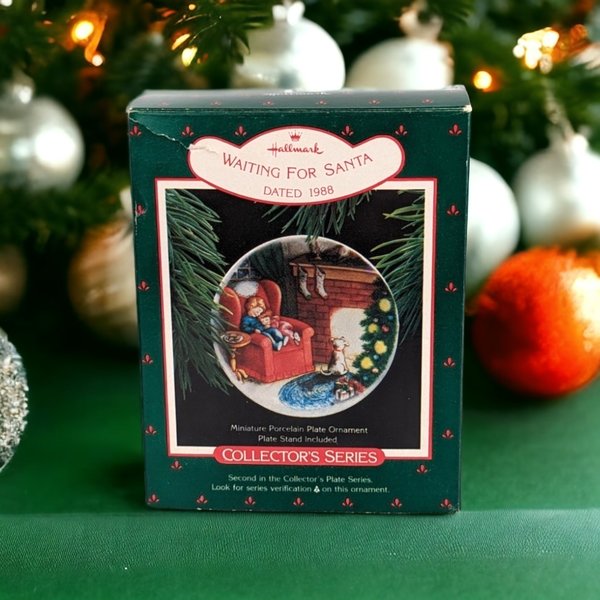 Vintage 1988 Hallmark Collector Plate: 'Waiting for Santa'