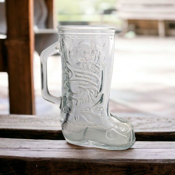 Vintage Glass Boot-Shaped Mug: A Nostalgic Sip of Yesteryears