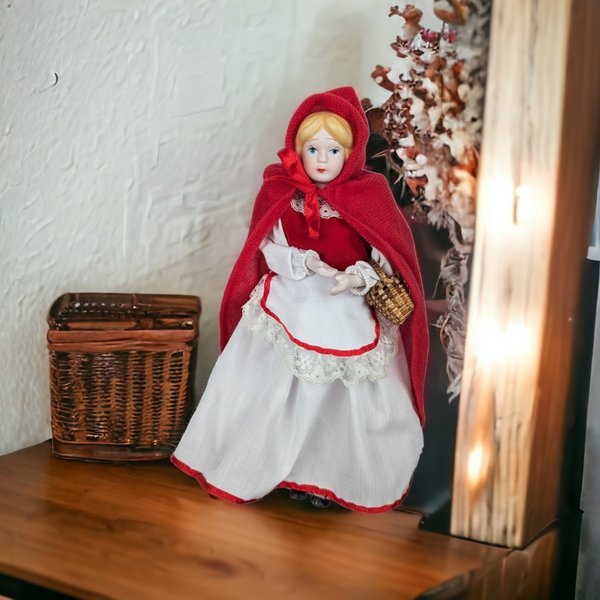 Vintage Porcelain Little Red Riding Hood 9" Doll