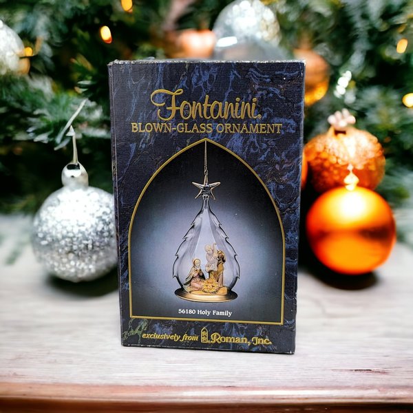 Vintage Roman Fontanini Holy Family Large Glass Ornament - Timeless Holiday Decor