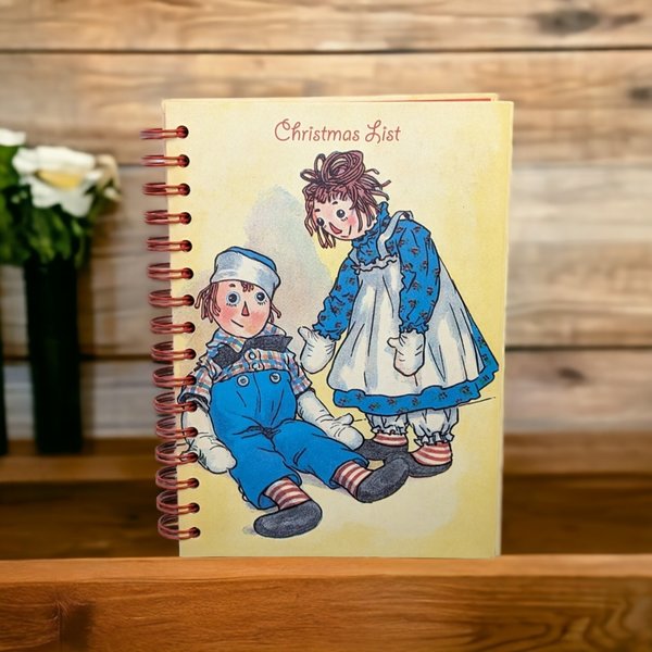 Vintage 1998 Raggedy Ann and Andy Christmas List Address Book, Spiral Bound, Holiday Planner, Gift for Collector, Nostalgia